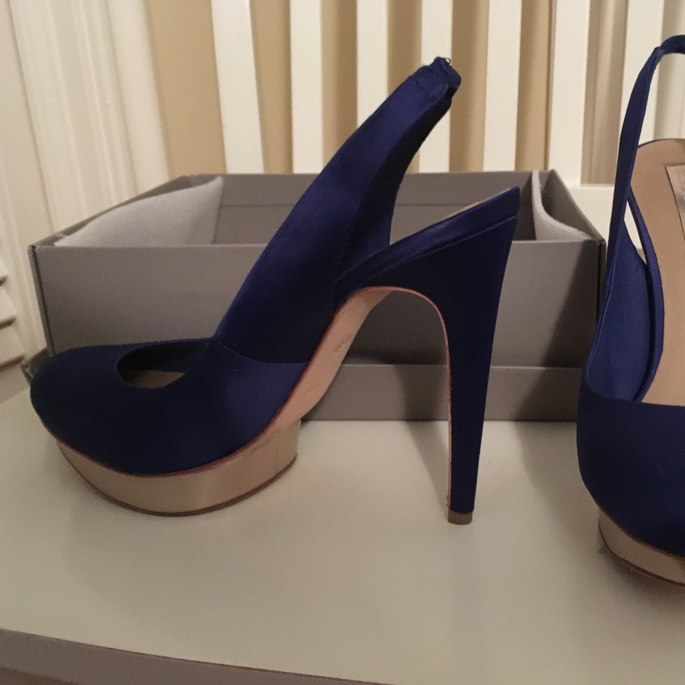 Bright blue platform heels